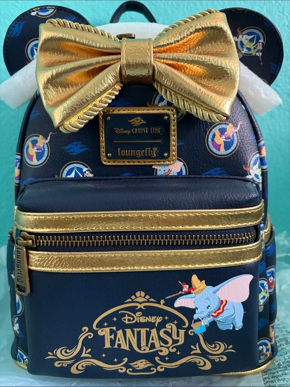 Loungefly Disney Cruise Line Exclusive DCL Dumbo Fantasy Backpack Blue Gold BNWT